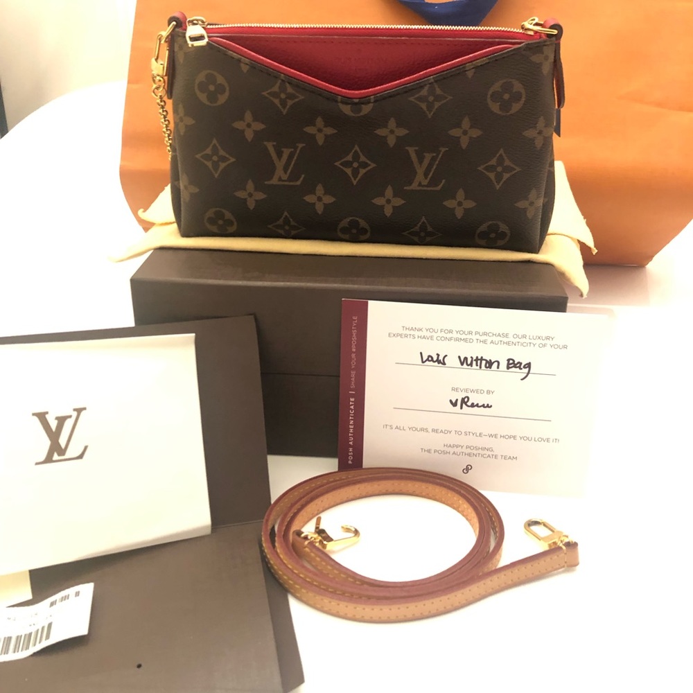 Authentic Louis Vuitton Pallas Clutch- Cherry Red